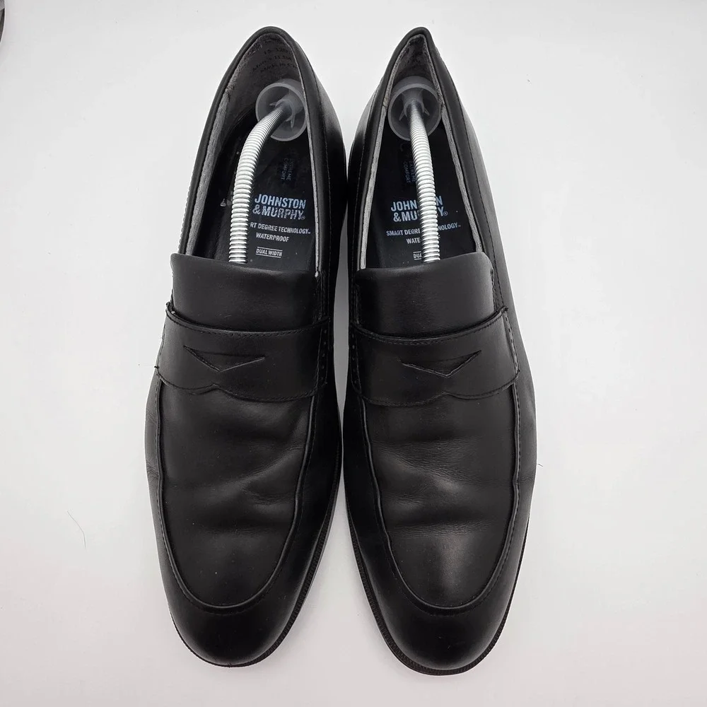 Johnston & Murphy Penny Loafer Men 11.5 Dual Width Black Waterproof Leather Shoe